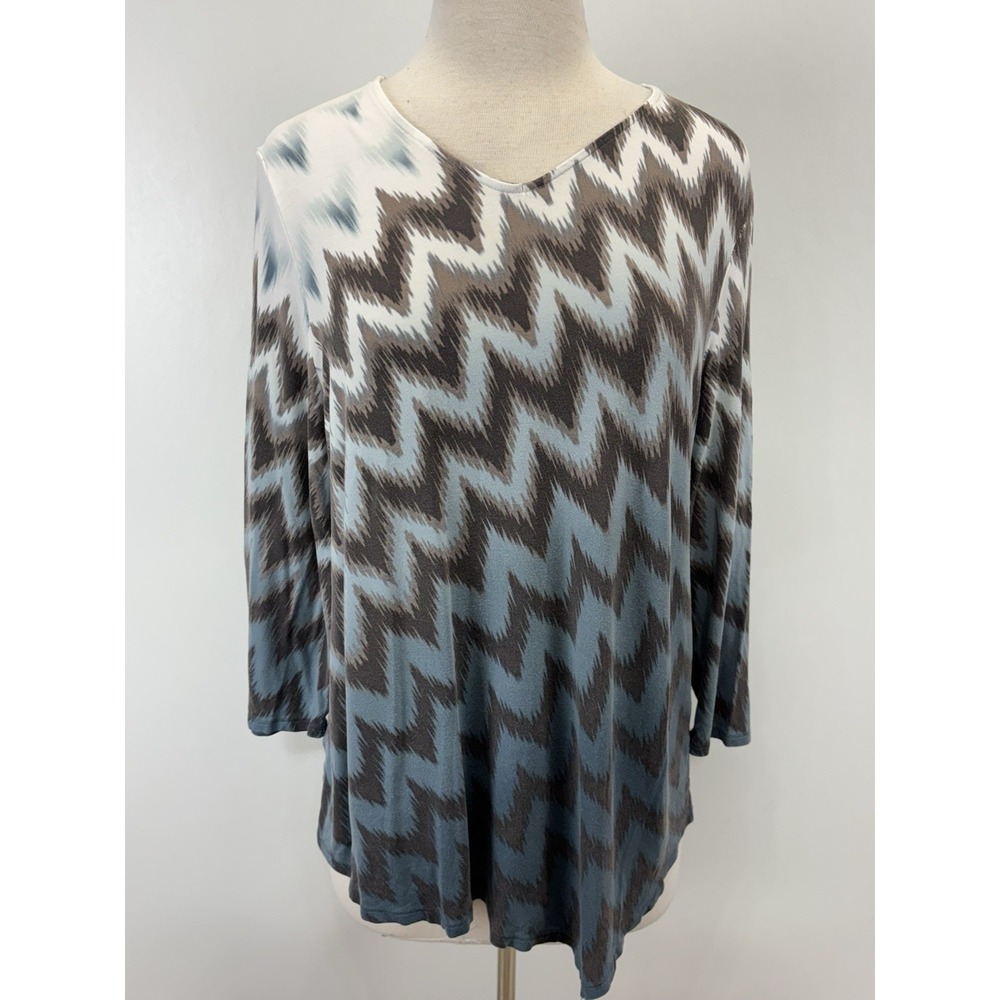 Chicos Serengeti Asymmetric Tunic Top Shirt Sz 2 US Large Stretch Casual